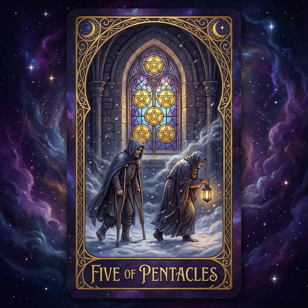 Five of Pentacles tarot card