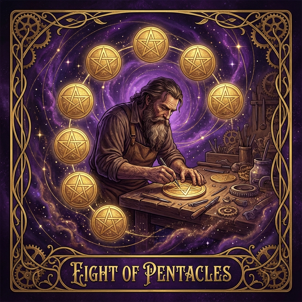 Eight of Pentacles tarot card